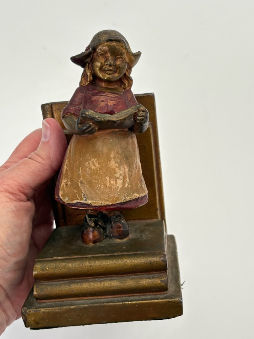 Vintage 1930s Dutch Girl Figurine Bookend by Armor Bronze - Picture 12 of 12